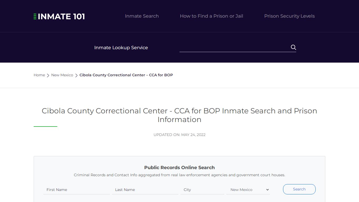 Cibola County Correctional Center - CCA for BOP Inmate ...